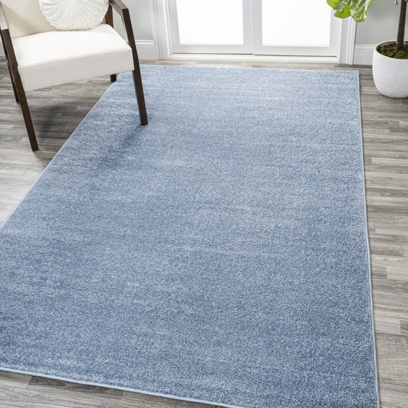 Latitude Run® Asam Solid Low-Pile Classic Blue Rug & Reviews | Wayfair